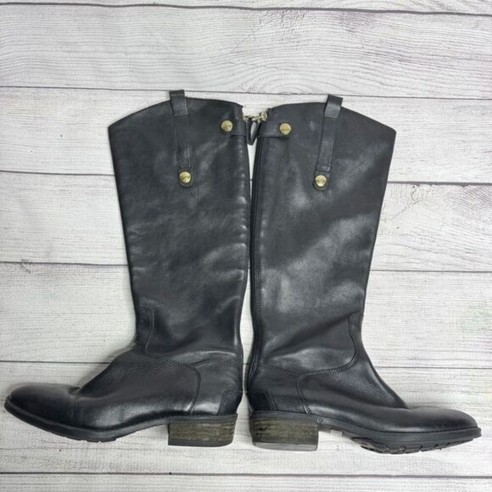 Sam Edelman Tall Black‎ Leather Penny Riding Boots Equestrian Style Winter Boots